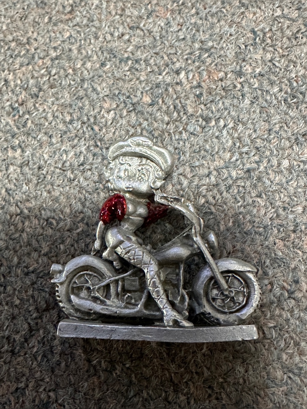 Betty Boop Motorcycle Figurine Pewter Metal Miniature Real Women Ride KFS 2.5"